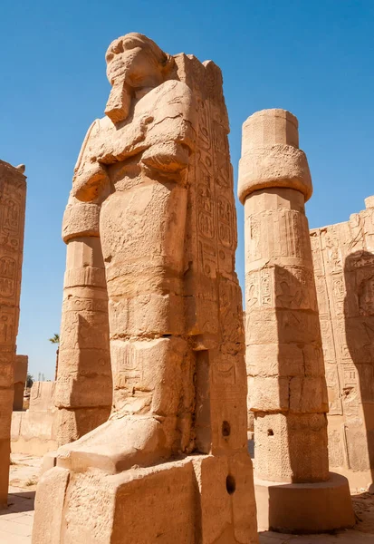 Egypt Luxor March 2019 Ancient Sandstone Statues Karnak Temple Hall Stock Photo