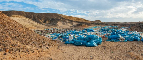 Plastik Şişeler Vahşi Otellerden Gelen Çeşitli Çöpler Mısır Daki Çöldeki — Stok fotoğraf