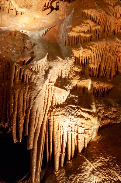 Calciet Inlaten Stalactieten Stalagmieten Grote Ondergrondse Hallen Carlsbad Caverns New — Stockfoto