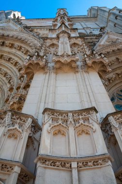 NANTES, FRANCE - 12 Eylül 2017: mimari unsurlar, St. Peter Katedrali ve Nantes St. Paul Katedrali, Fransa