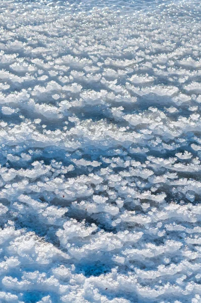 Выветренный Лед Замерзший Снег Виде Игольных Кристаллов Берегу Тилигульского Устья — стоковое фото