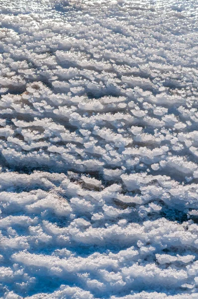 Выветренный Лед Замерзший Снег Виде Игольных Кристаллов Берегу Тилигульского Устья — стоковое фото