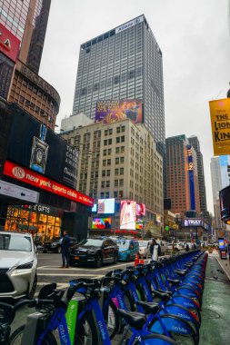 New York, ABD - 04 Aralık 2019 - New York, Manhattan ABD 'de şehir bisikletleri