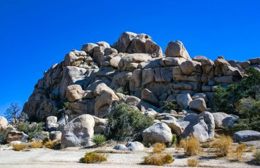 Joshua Tree Ulusal Parkı, Kaliforniya 'da çöl kayaları manzarası