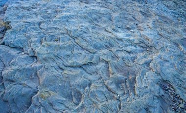 Petrified Forest Ulusal Parkı, Mavi Mesa, AZ 'deki tortulu kayaların katılaşmış lav deseni.