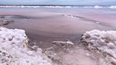Kuialnyk Estuary, tuzlu sodyum klorür kurumuş bir haliçin dibinde kristalize olmuş.