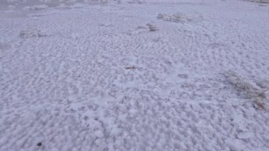 Kurumuş bir haliçin dibindeki tuzlu sodyum klorür.