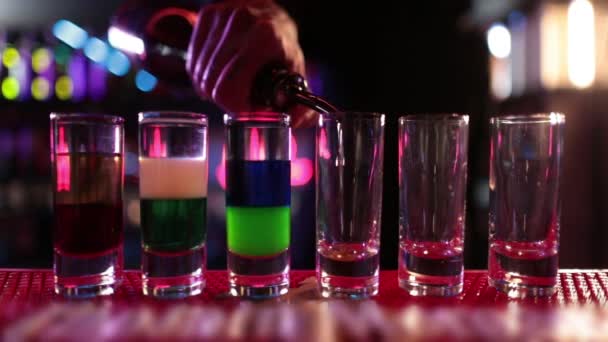 Minuman Siap Saji Ada Bar Siap Dikonsumsi Persiapan Koktail Bar — Stok Video