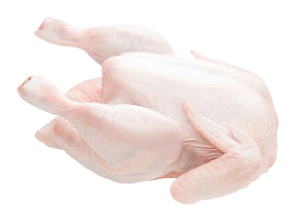 Whole Raw Chicken Isolated White Clipping Path Raw Chicken Meat — Stock Photo, Image