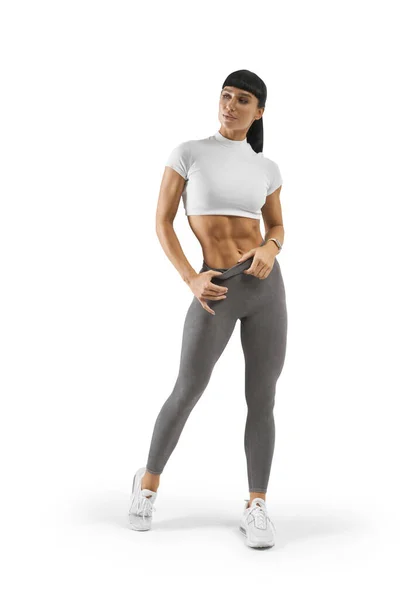 관능적 여성의 엉덩이를 스타일 근육을 색옷으로 구별되는 스포츠 복장의 아름다운 — 스톡 사진