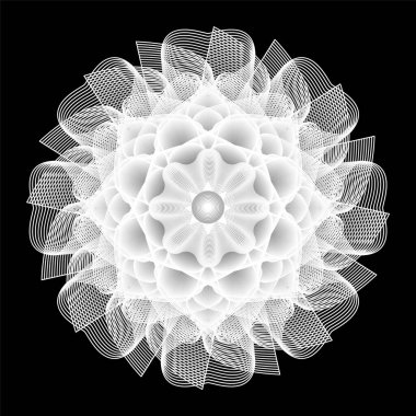 Soyut izole lonca çiçeği. İzole edilmiş mandala. Floresan çiçekleri. Neon işareti. Işıldayan neon. Vektör Mandala izole edildi. Vektör illüstrasyonu.