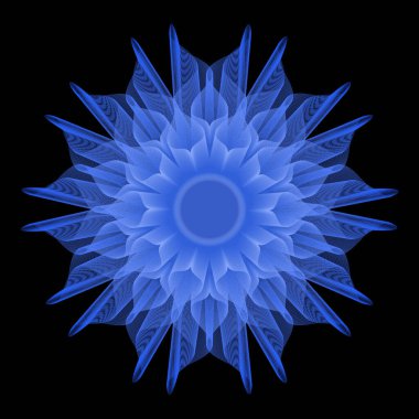 İzole edilmiş soyut lonca çiçeği. İzole edilmiş fantastik çiçek. Mandala. Floresan çiçekleri. Neon işareti. Işıldayan neon. Vektör Mandala izole edildi. Vektör illüstrasyonu.