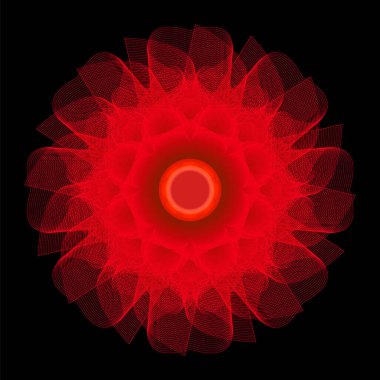 İzole edilmiş soyut lonca çiçeği. İzole edilmiş fantastik çiçek. Mandala. Floresan çiçekleri. Neon işareti. Işıldayan neon. Vektör Mandala izole edildi. Vektör illüstrasyonu.