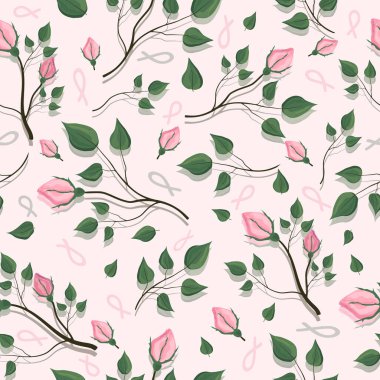 Çiçekli, gri güller, mavi, pürüzsüz desenler. Dalların gül tomurcuklarıyla kusursuz vektör deseni. Tomurcuklu gül dallarının kusursuz vektör deseni. Tomurcuklu güller. Gül goncaları. 