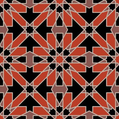 Kusursuz giriş şekli. Geleneksel İslami Tasarım. Cami dekorasyonu. Kusursuz geometrik desen. Kusursuz İslami şablon. Arkaplan vektör çizimi. Fas 'ta kusursuz vektör deseni.