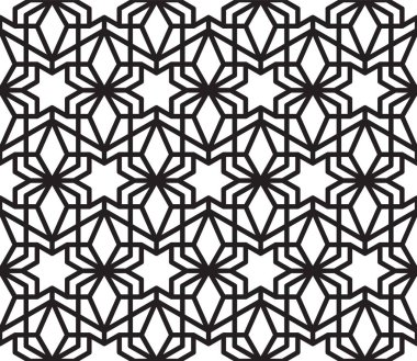 Kusursuz giriş şekli. Geleneksel İslami Tasarım. Cami dekorasyonu. Kusursuz geometrik desen. Kusursuz İslami şablon. Arkaplan vektör çizimi. Fas 'ta kusursuz vektör deseni.
