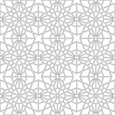 Kusursuz giriş şekli. Geleneksel İslami Tasarım. Cami dekorasyonu. Kusursuz geometrik desen. Kusursuz İslami şablon. Arkaplan vektör çizimi. Fas 'ta kusursuz vektör deseni.