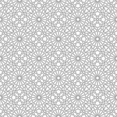 Kusursuz giriş şekli. Geleneksel İslami Tasarım. Cami dekorasyonu. Kusursuz geometrik desen. Kusursuz İslami şablon. Arkaplan vektör çizimi. Fas 'ta kusursuz vektör deseni.