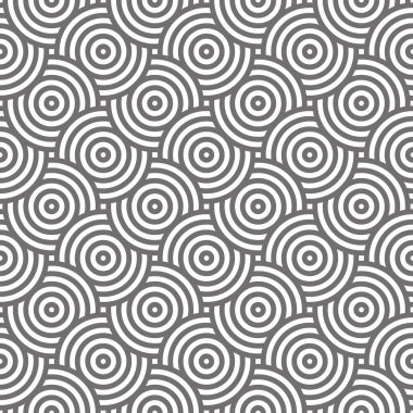 Kusursuz geometrik desen. Daireler çizerek. Halkaların şekli. Girih pürüzsüz desen. Vektör dekoratif desen. Fas Geleneksel İslami Tasarımı. Cami dekorasyonu. Soyut arkaplan.