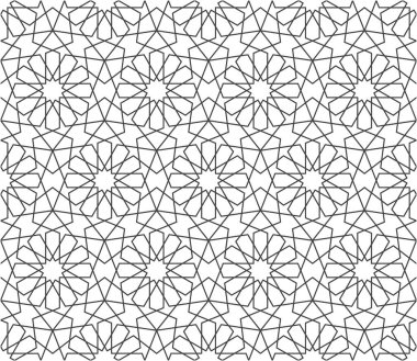 Kusursuz giriş şekli. Geleneksel İslami Tasarım. Cami dekorasyonu. Kusursuz geometrik desen. Kusursuz İslami şablon. Arkaplan vektör çizimi. Fas 'ta kusursuz vektör deseni.