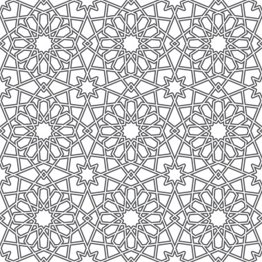 Kusursuz giriş şekli. Geleneksel İslami Tasarım. Cami dekorasyonu. Kusursuz geometrik desen. Kusursuz İslami şablon. Arkaplan vektör çizimi. Fas 'ta kusursuz vektör deseni.