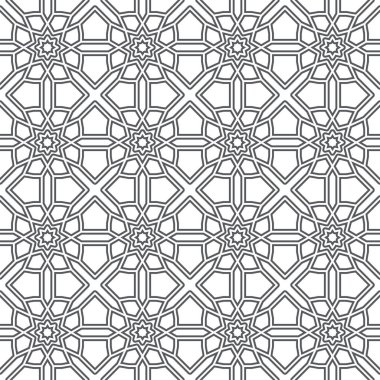 Kusursuz giriş şekli. Geleneksel İslami Tasarım. Cami dekorasyonu. Kusursuz geometrik desen. Kusursuz İslami şablon. Arkaplan vektör çizimi. Fas 'ta kusursuz vektör deseni.
