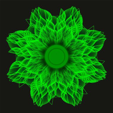 Ayrı bir çiçek. İzole edilmiş lonca çiçeği. Harika bir çiçek. Mandala. Floresan çiçekleri. Neon işareti. Işıldayan neon. Mandala izole edildi.