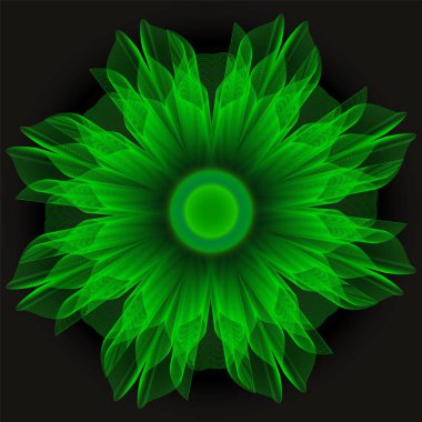 Ayrı bir çiçek. İzole edilmiş lonca çiçeği. Harika bir çiçek. Mandala. Floresan çiçekleri. Neon işareti. Işıldayan neon. Mandala izole edildi.