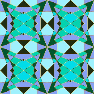 Kusursuz Girih deseni. Duvar kağıdı ve iç kısmı için geometrik desen. Geometrik lekeli cam bileşimi. İç tasarım için lekeli cam pencere.