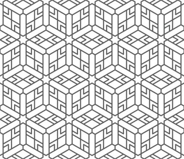Vektör pürüzsüz İslami desen. Girih 6. Arkaplan çizimi. Kusursuz giriş şekli. Geleneksel İslami Tasarım. Cami dekorasyonu. Kusursuz geometrik desen. Süslü desen.
