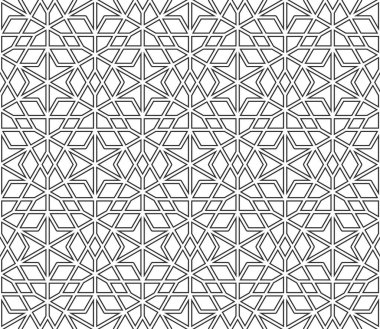 Kusursuz giriş şekli. Girih 6. Geleneksel İslami Tasarım. Cami dekorasyonu. Kusursuz geometrik desen. Kusursuz İslami şablon. Arkaplan vektör çizimi. Fas 'ta kusursuz vektör deseni.