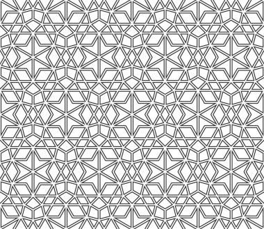 Kusursuz giriş şekli. Girih 6. Geleneksel İslami Tasarım. Cami dekorasyonu. Kusursuz geometrik desen. Kusursuz İslami şablon. Arkaplan vektör çizimi. Fas 'ta kusursuz vektör deseni.