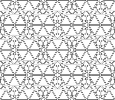 Kusursuz giriş şekli. Girih 6. Geleneksel İslami Tasarım. Cami dekorasyonu. Kusursuz geometrik desen. Kusursuz İslami şablon. Arkaplan vektör çizimi. Fas 'ta kusursuz vektör deseni.
