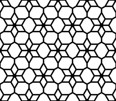 Kusursuz giriş şekli. Girih 6. Geleneksel İslami Tasarım. Cami dekorasyonu. Kusursuz geometrik desen. Kusursuz İslami şablon. Arkaplan vektör çizimi. Fas 'ta kusursuz vektör deseni.