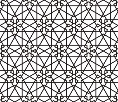 Kusursuz giriş şekli. Girih 6. Geleneksel İslami Tasarım. Cami dekorasyonu. Kusursuz geometrik desen. Kusursuz İslami şablon. Arkaplan vektör çizimi. Fas 'ta kusursuz vektör deseni.