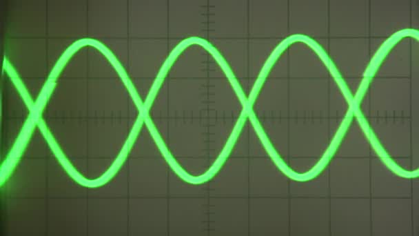 画面上の高周波信号 ループだ 古いアナログオシロスコープ画面には 緑色のビームで波形が表示されます モニター上の画像を交換し 科学機器のディスプレイをシミュレートするための素晴らしい — ストック動画