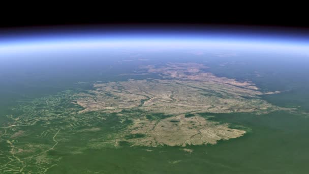 Avskogning Amazonas Utsikt Från Rymden Över Amazonas Grön Bakgrund Syns — Stockvideo