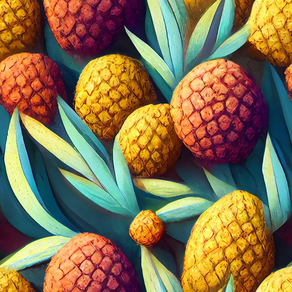Fun seamless pattern of color pineapple
