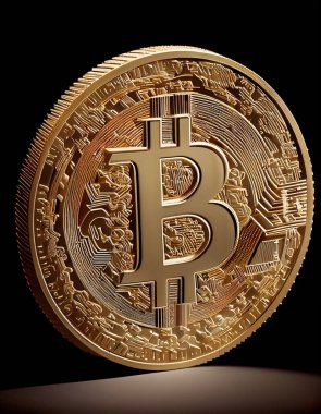 Siyah arkaplan ile kripto bitcoin altın sikke