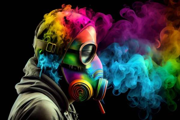 Conception Hacker Color Smoke Mask Illustration — Stock Photo, Image