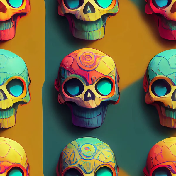Watercolor Seamless Pattern Series Skulls — Stock fotografie