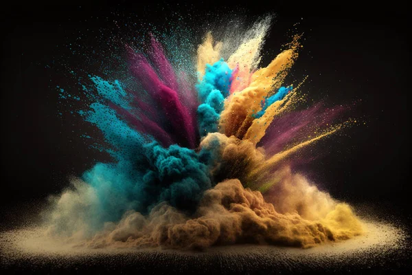 Πολύχρωμη Απεικόνιση Μιας Έκρηξης Σκόνης Ένα Ρεαλιστικό Στυλ Εικόνα Αρχείου