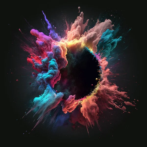 Красочная Иллюстрация Взрыва Пыли Космосе Реалистичном Стиле Стоковое Фото