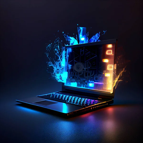 Concepção Laptop Hackeado Durante Ataque Ransonware Imagens Royalty-Free