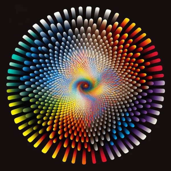Colorful illustration of a fractal mandala circle in modern style