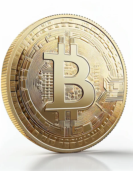 Beyaz arkaplan ile kripto bitcoin altın sikke