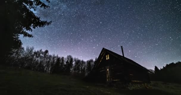 Timelapse Beautiful Starry Night Sky Milky Way Galaxy Rotation Fast — Stockvideo