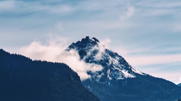 Time Lapse Misty Mountain Peak Winter Alps Nature Mystic Foggy — Wideo stockowe