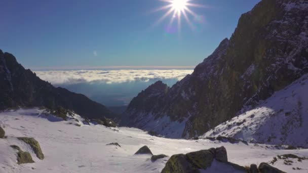 Panorama Alps Mountain Valley Sunny Winter Day Beautiful Nature Panoramic — Video