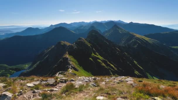 Panorama Majestic Green Alps Mountains Sunny Morning Summer Ideal Tourism — Vídeo de Stock